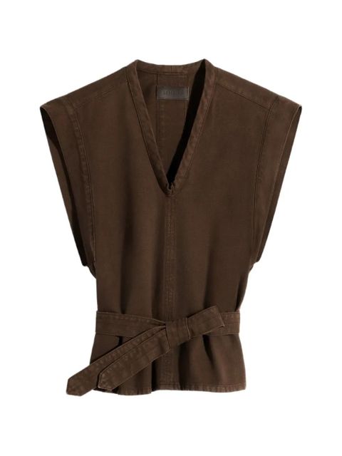 LEMAIRE V-neck belted chasuble vest - Brown - zdjęcie produktu nr 1