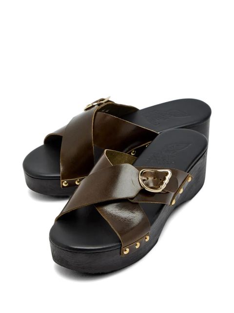 Ancient Greek Sandals crossover-strap studded sandals - Brown
