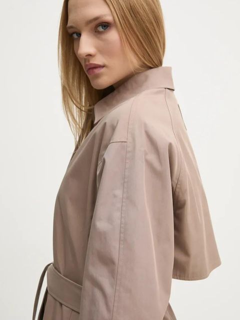 Calvin Klein Jeans trencz damski kolor beżowy przejściowy oversize J20J224713 - zdjęcie produktu nr 2