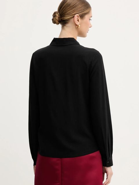 United Colors of Benetton koszula damska kolor czarny regular z kołnierzykiem klasycznym 55M1DQ0CP