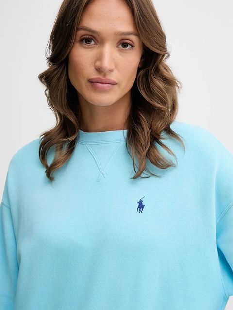 Polo Ralph Lauren bluza bawełniana damska kolor turkusowy gładka 211972697