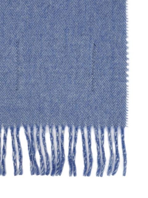 Marni check-patterned fringe scarf - Blue
