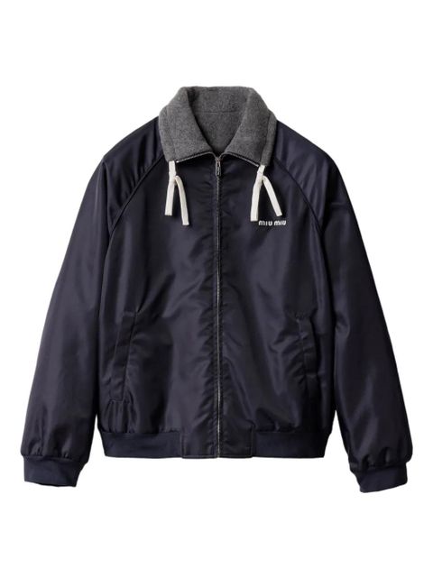 Miu Miu reversible embroidered-logo bomber jacket - Blue - zdjęcie produktu nr 1