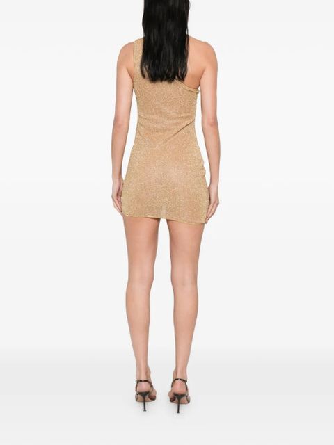 Oséree asymmetric-neck mini dress - Gold