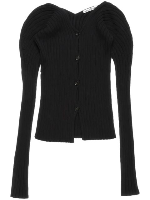 Acne Studios button-up ribbed cardigan - Black - zdjęcie produktu nr 1