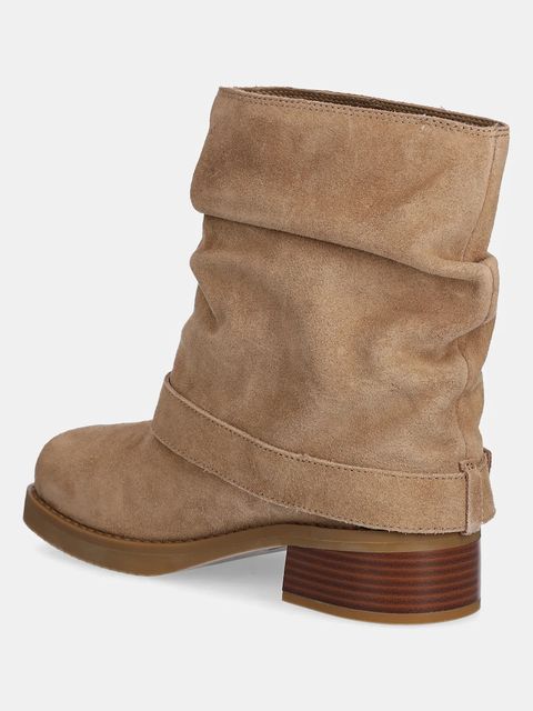 MICHAEL Michael Kors botki zamszowe Colby damskie kolor beżowy na słupku 40F5COFE5S.297