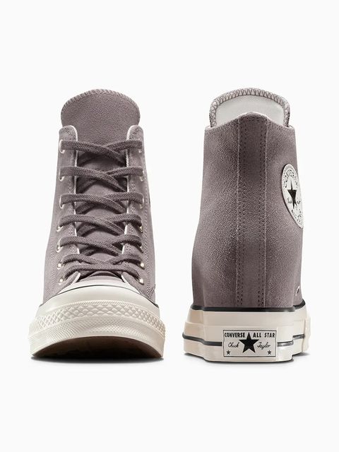 Converse trampki zamszowe Chuck 70 Wedge kolor szary A13834C