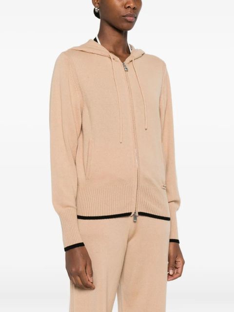 PINKO zip-up knitted hoodie - Neutrals