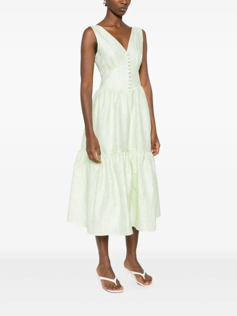 Self-Portrait brocade-effect tiered dress - Green - zdjęcie produktu nr 2