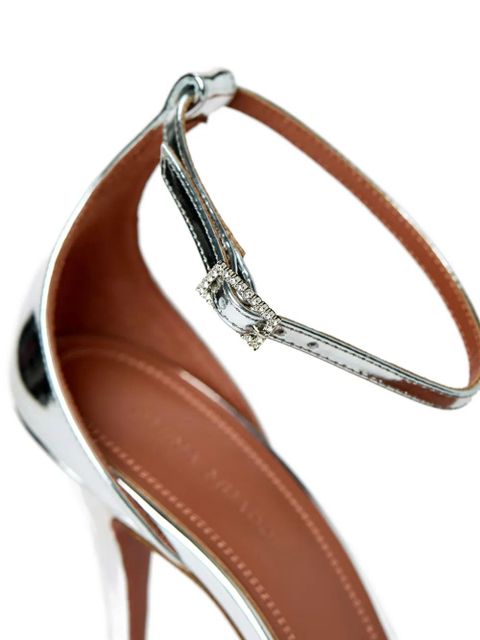 Amina Muaddi embellished strap sandal - Silver