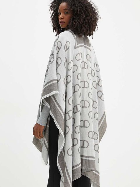 Twinset poncho z domieszką wełny kolor szary lekkie 242TA4710