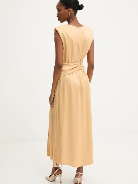 Answear.LAB sukienka kolor żółty midi rozkloszowana