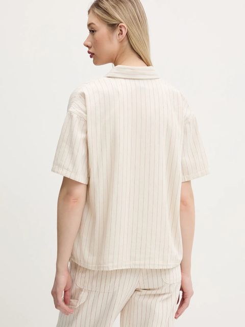 Dickies koszula bawełniana damska kolor beżowy relaxed z kołnierzykiem klasycznym DK0A4Z7UC481