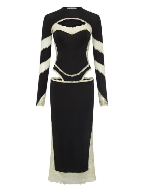 Marine Serre lace-insert cut-out midi dress - Black - zdjęcie produktu nr 1
