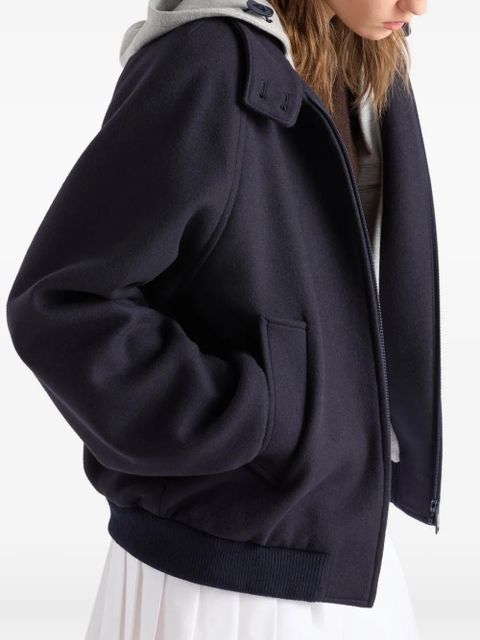 Prada ribbed knit hooded jacket - Blue