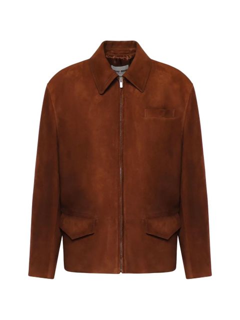 Miu Miu zip-up suede jacket - Brown - zdjęcie produktu nr 1