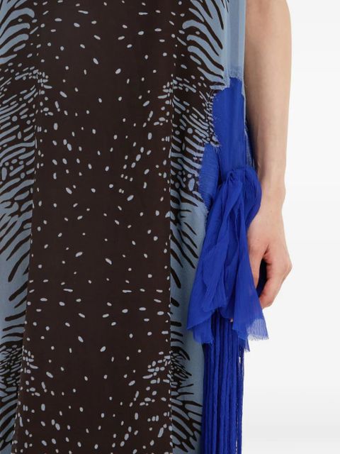 Ferragamo silk dress with flower detail - Brown