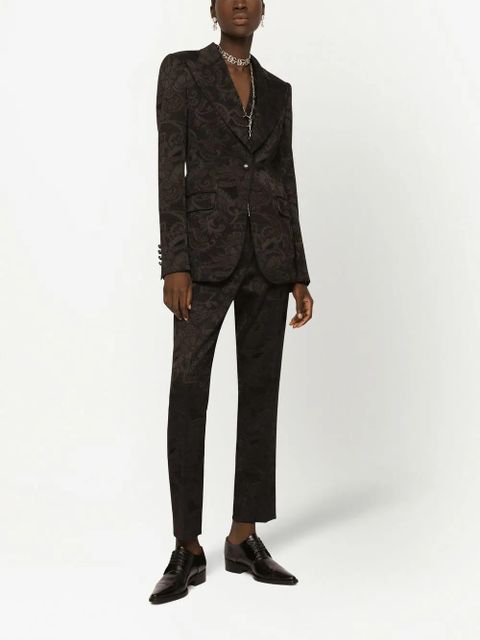 Dolce & Gabbana floral-jacquard tapered-leg trousers - Black - zdjęcie produktu nr 2