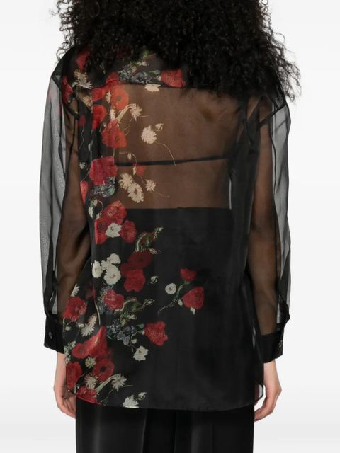 KHAITE floral sheer shirt - Black