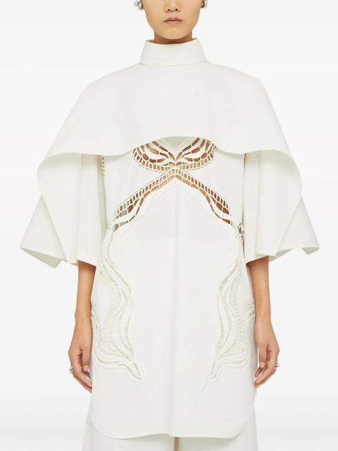 Jil Sander lace-detail cotton-silk cape top - White - zdjęcie produktu nr 2