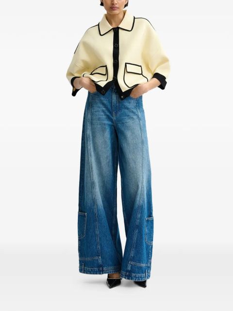 Essentiel Antwerp flower-buttons contrast-trim cardigan - Neutrals - zdjęcie produktu nr 2