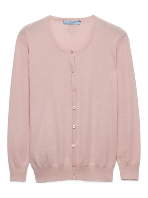 Prada ribbed button-fastening cardigan - Pink - zdjęcie produktu nr 1