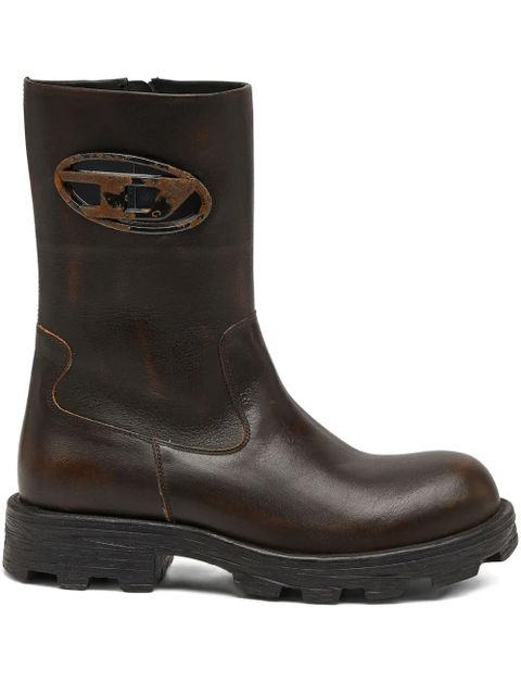 Diesel D-Hammer logo-plaque biker boots - Brown - zdjęcie produktu nr 1