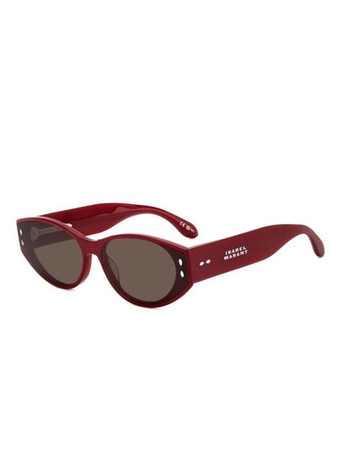 ISABEL MARANT oval-frame studded sunglasses - Red