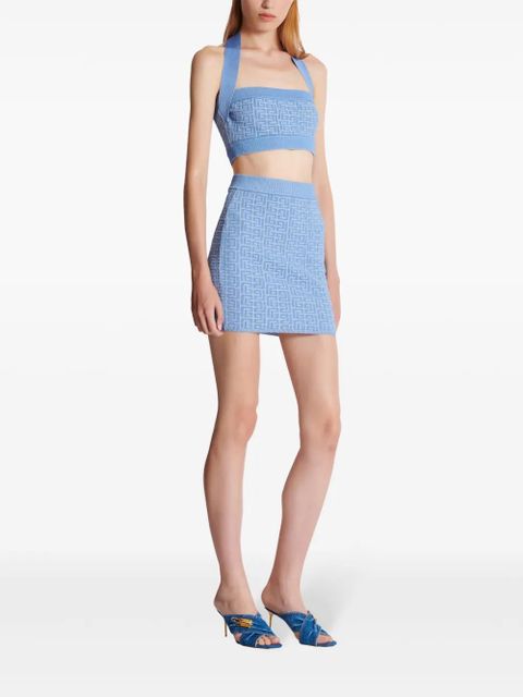 Balmain Labyrinth-jacquard skirt - Blue