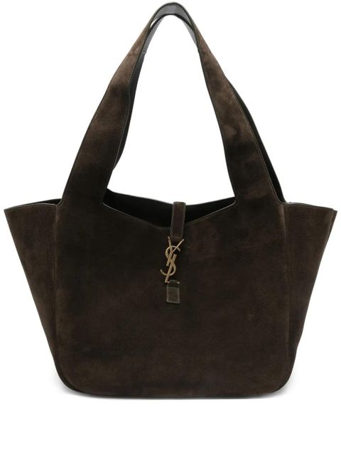 Saint Laurent Le 5 à 7 Bea suede logo-plaque tote bag - Brown