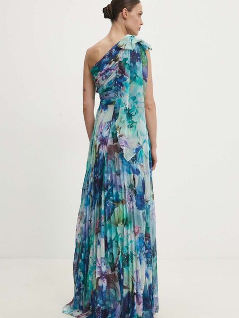 Answear.LAB sukienka kolor niebieski maxi rozkloszowana