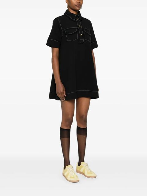 GANNI crepe mini dress - Black