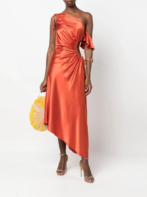 Cult Gaia one-shoulder gathered-detail dress - Orange