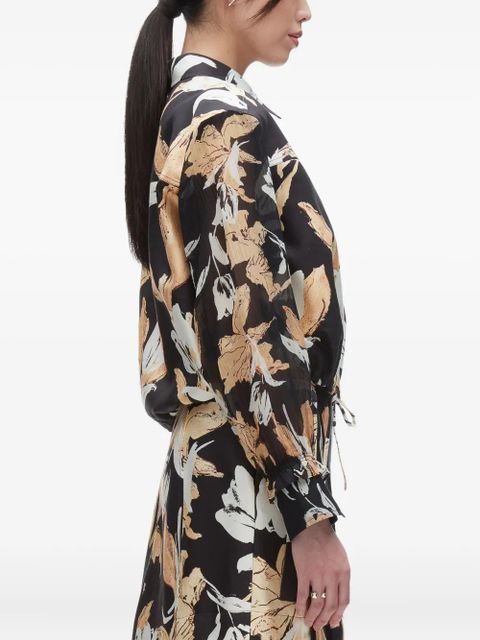 3.1 Phillip Lim floral-print drawstring shirt - Black