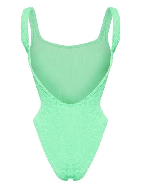 Hunza G crinkled-effect open-back swimsuit - Green - zdjęcie produktu nr 2