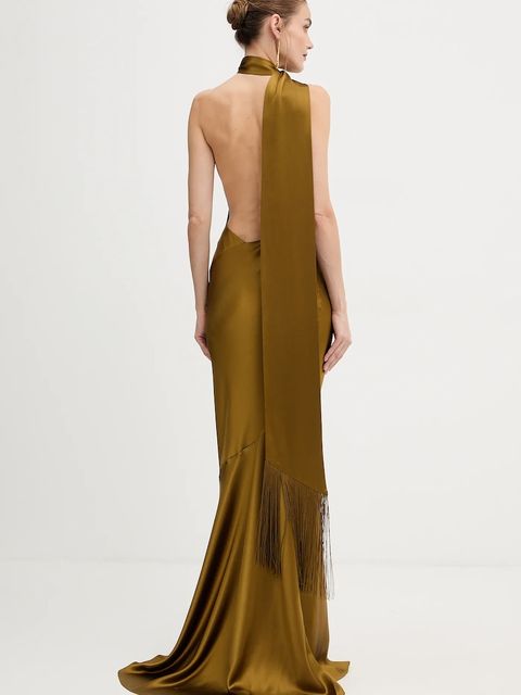 Retrofete sukienka Kelsa kolor zielony maxi dopasowana R-FW25-11950-17