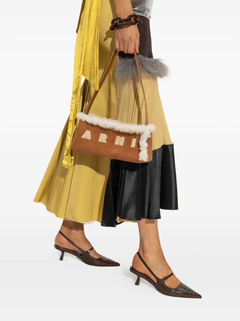 Marni faux-shearling appliqué shoulder - Brown