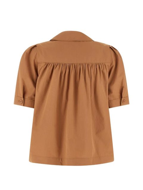Chloé logo-embroidered gathered shirt - Brown - zdjęcie produktu nr 2