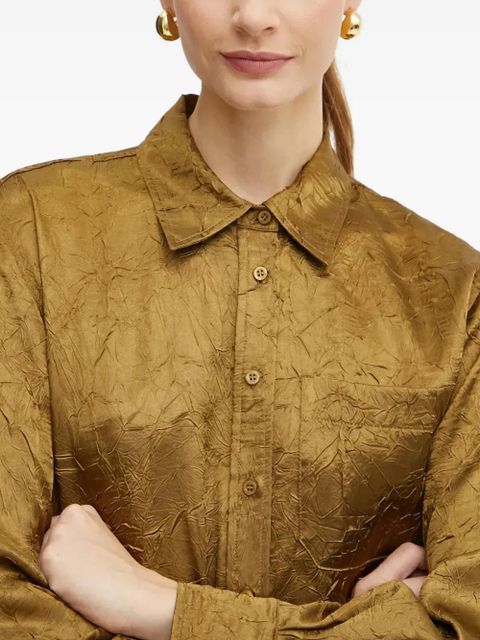 PINKO point-collar long-sleeve mini shirt dress - Green