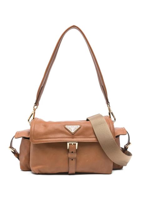 Prada medium Explore buckle leather shoulder bag - Brown