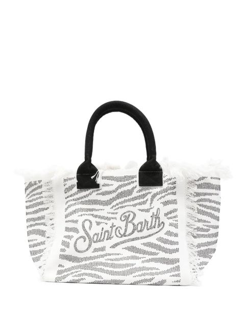 MC2 Saint Barth Vanity zebra-print rhinestone-embellished tote bag - White - zdjęcie produktu nr 1