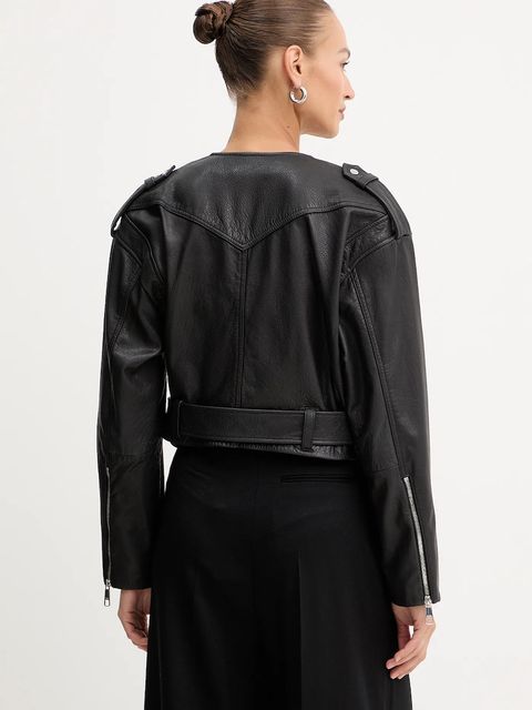 BOSS Orange ramoneska skórzana kolor bordowy przejściowa 50543026