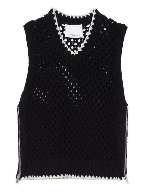 3.1 Phillip Lim crochet-detail zip-side knit vest - Black - zdjęcie produktu nr 1