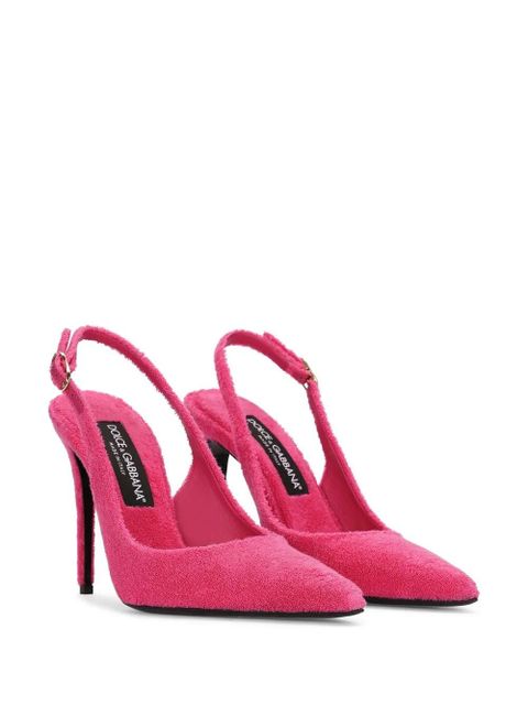 Dolce & Gabbana logo-plaque fleece pumps - Pink