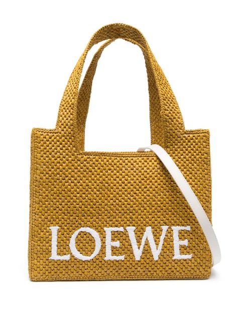 LOEWE Small Loewe Font raffia tote bag - Yellow - zdjęcie produktu nr 1