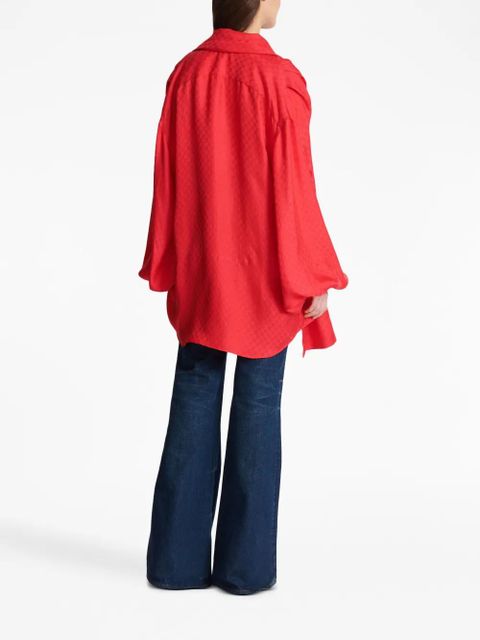 Balmain monogram-jacquard silk shirt - Red