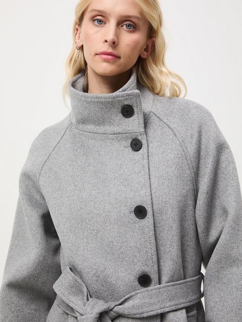 Medicine płaszcz wełniany damski kolor szary