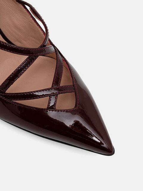 Love Moschino szpilki skórzane kolor bordowy JA10319G1NIH0556