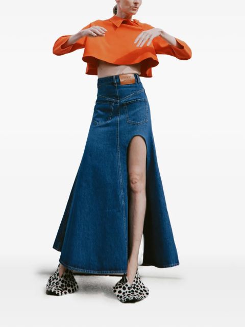 A.W.A.K.E. Mode flared denim full skirt - Blue - zdjęcie produktu nr 2