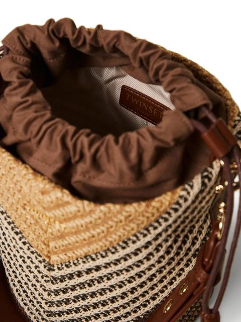 TWINSET straw patterned bucket bag - Brown